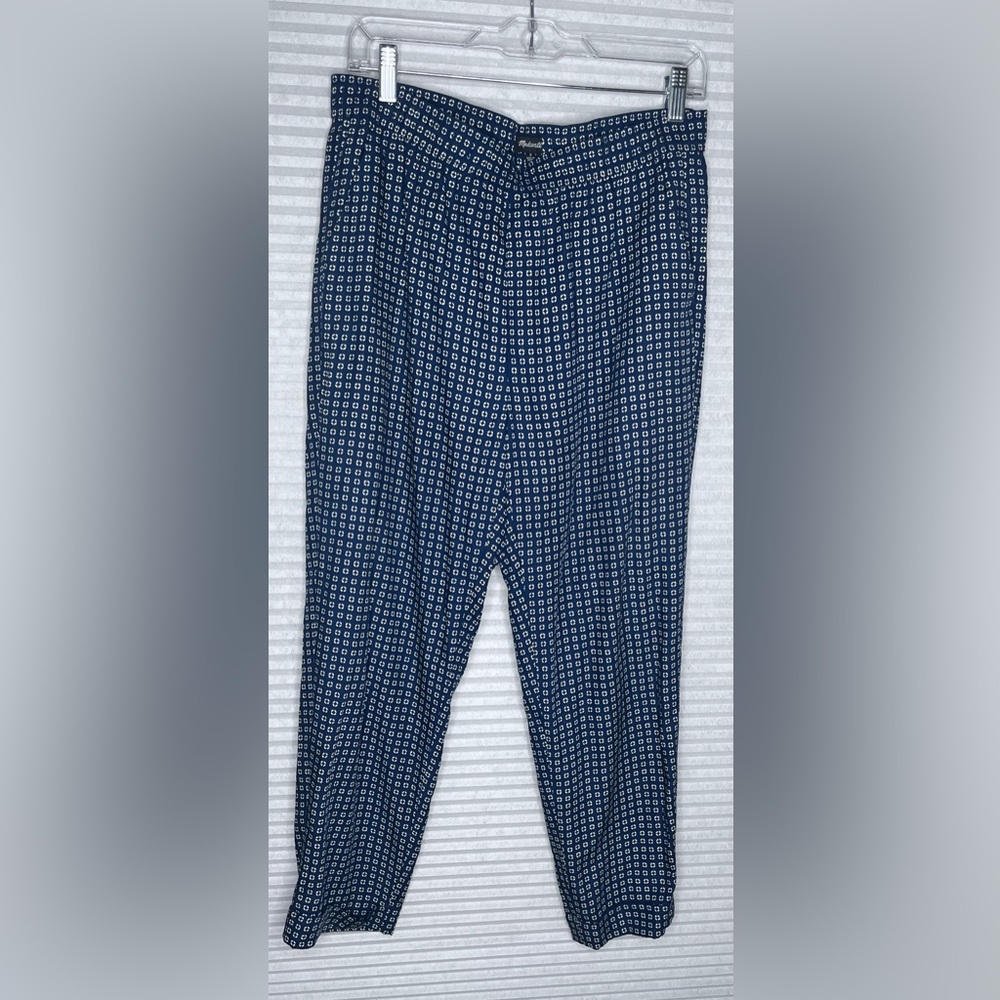 Madewell relaxed Pants Trousers Academia Blue White MED Pull On business casual